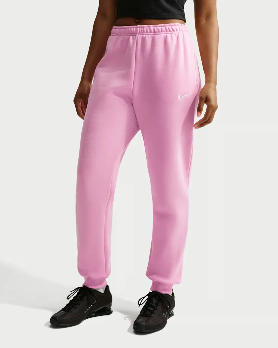 Женские спортивные брюки средней посадки Nike Studio Fleece Medium Weight, Pink Rise/Sail — фото 2