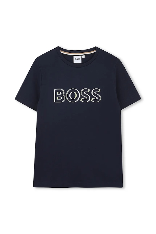 

Детская хлопковая футболка Boss, темно-синий