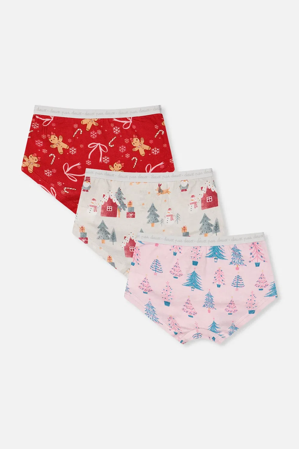Детские трусы-шорты комплект из 3 штук с принтом Deux par Deux, Holiday Print — фото 2