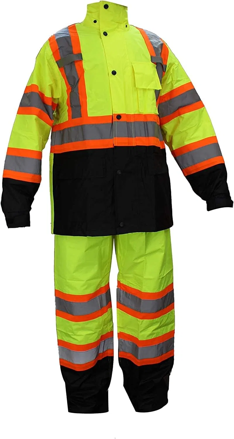 Мужской дождевик с высокой видимостью с съемным капюшоном, Hi Viz Yellow