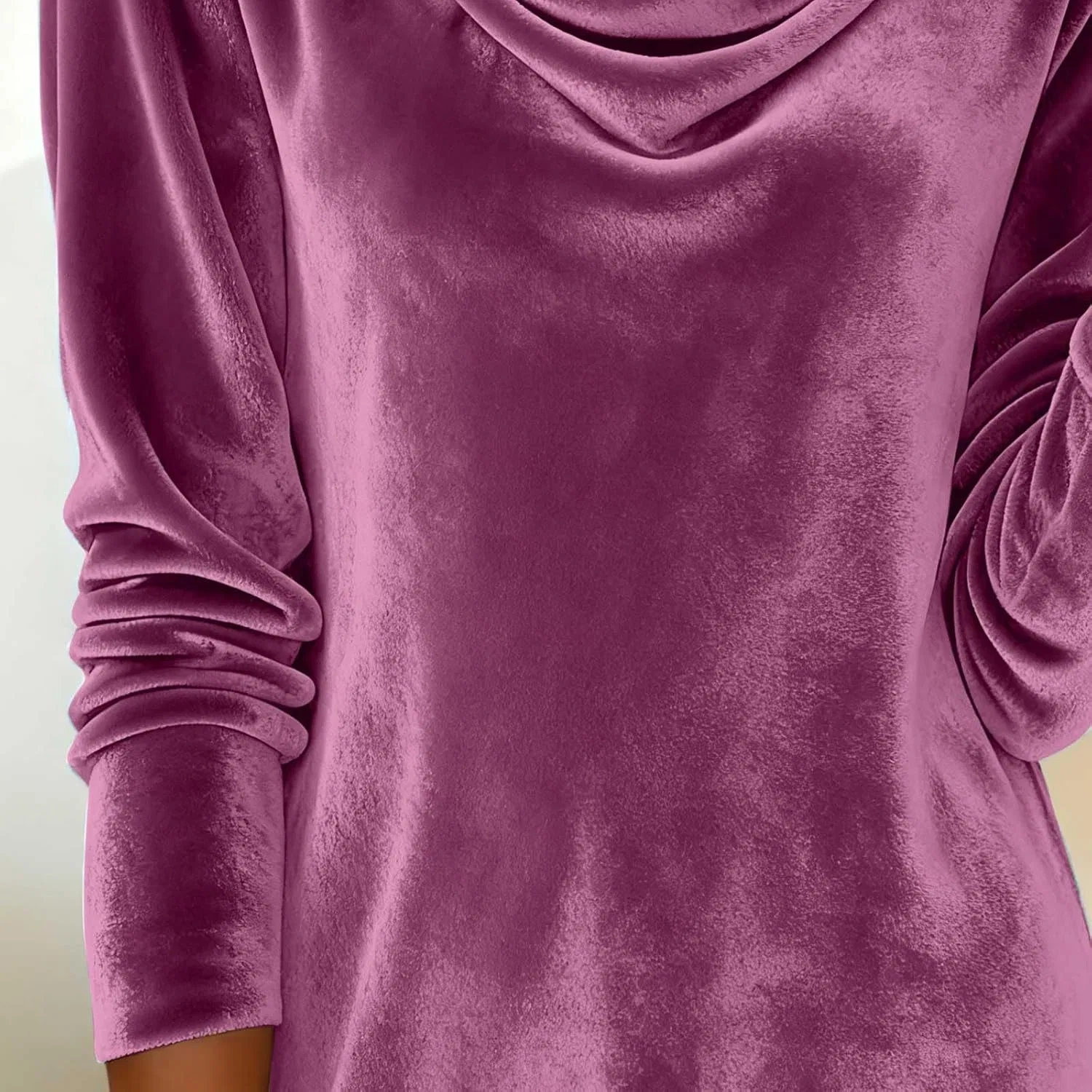 Женское платье с запахом из велюра Cowl Neck Velvet, Purple — фото 2