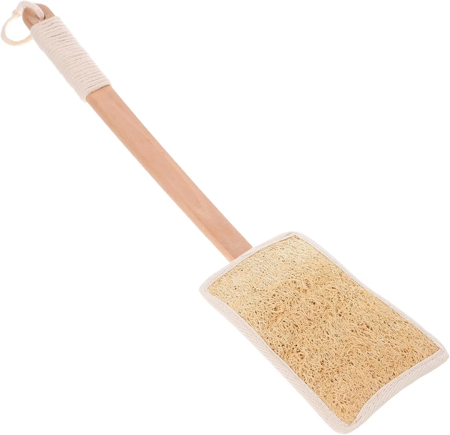 Люфа для спины с длинной деревянной ручкой JHKNNK, 45x9.5x2 см, Beige