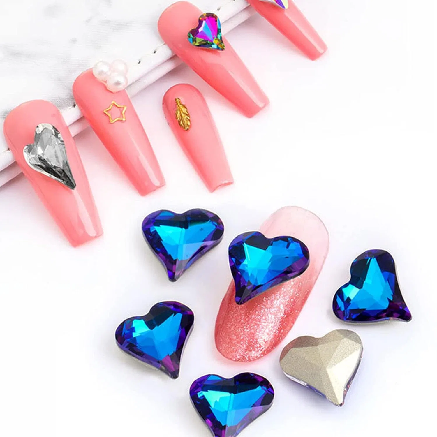 Стразы для ногтей «Crooked Heart 3D Glitter Rhinestones» 36 шт. ‎Marmoday — фото 4