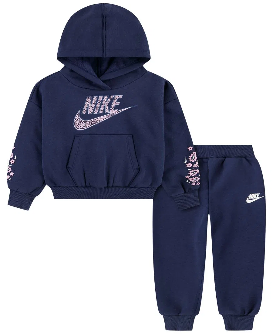 Детский комплект из худи и джоггеров с длинным рукавом, модель Retro Remix Nike, Midnight Navy