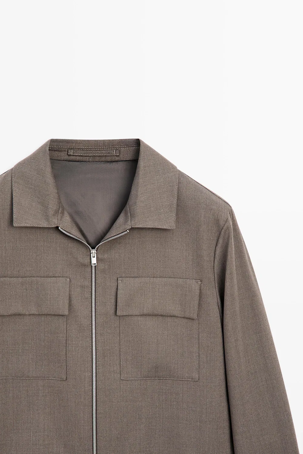 Рубашка из шерстяной смеси Massimo Dutti, Mink — фото 4