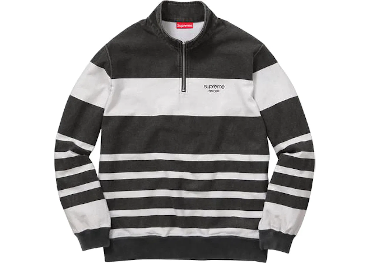 Мужской свитшот с принтом и полузастежкой-молнией Supreme, Black