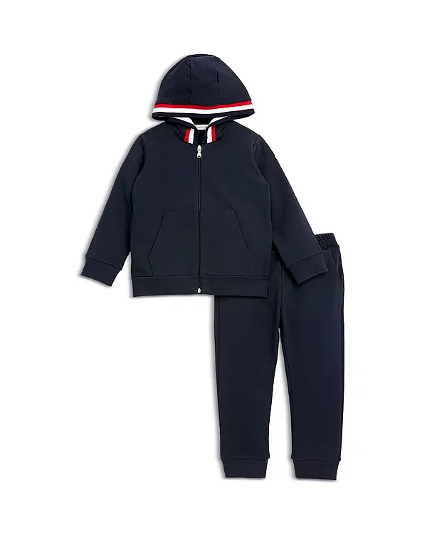 Детский комплект из худи и джоггеров для мальчиков с принтом Moncler, темно-синий