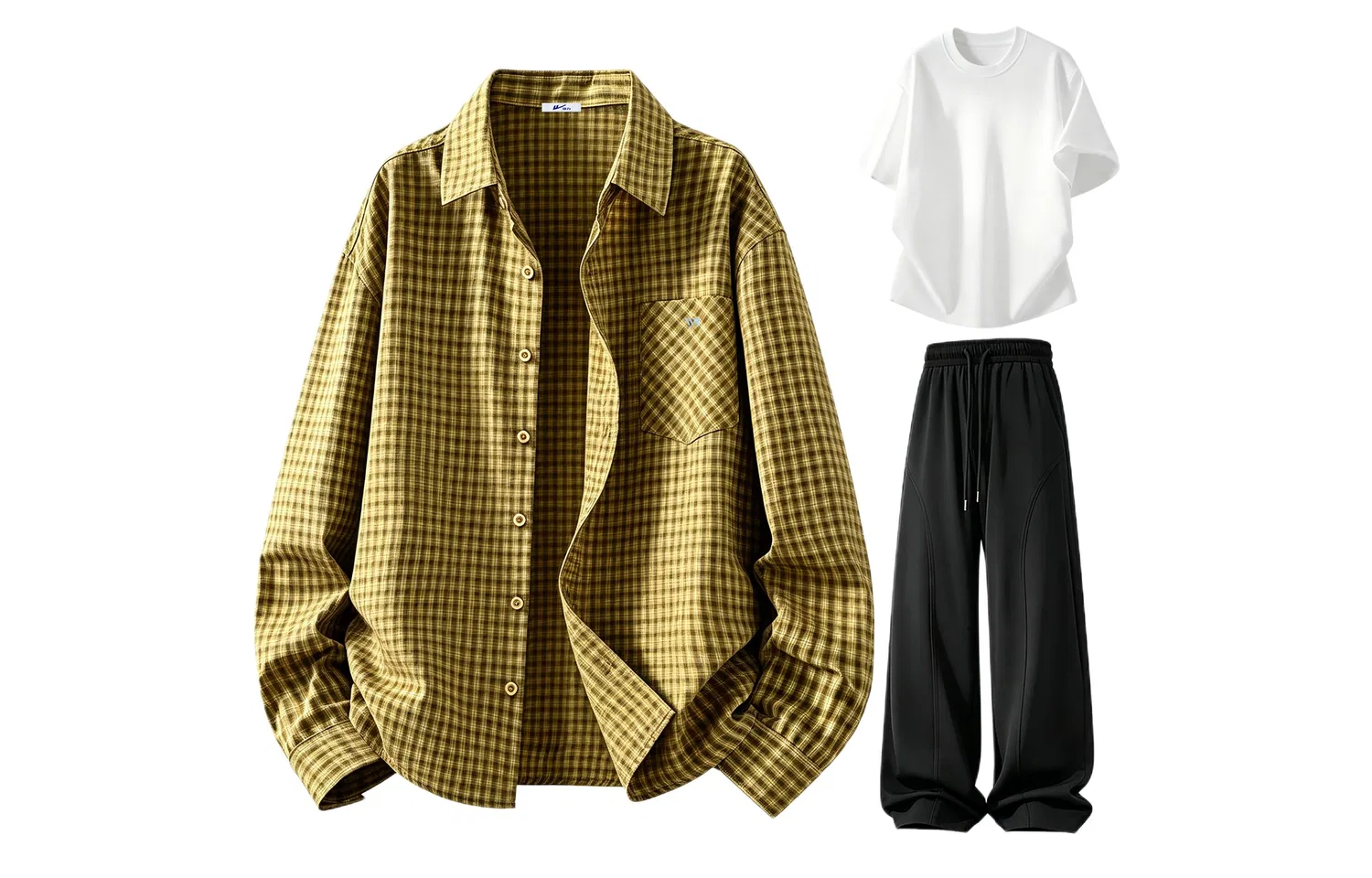 Детский спортивный комплект с отложным воротником Yellow Green Plaid+White+Black (3 Pack DIY Badge) WARRIOR