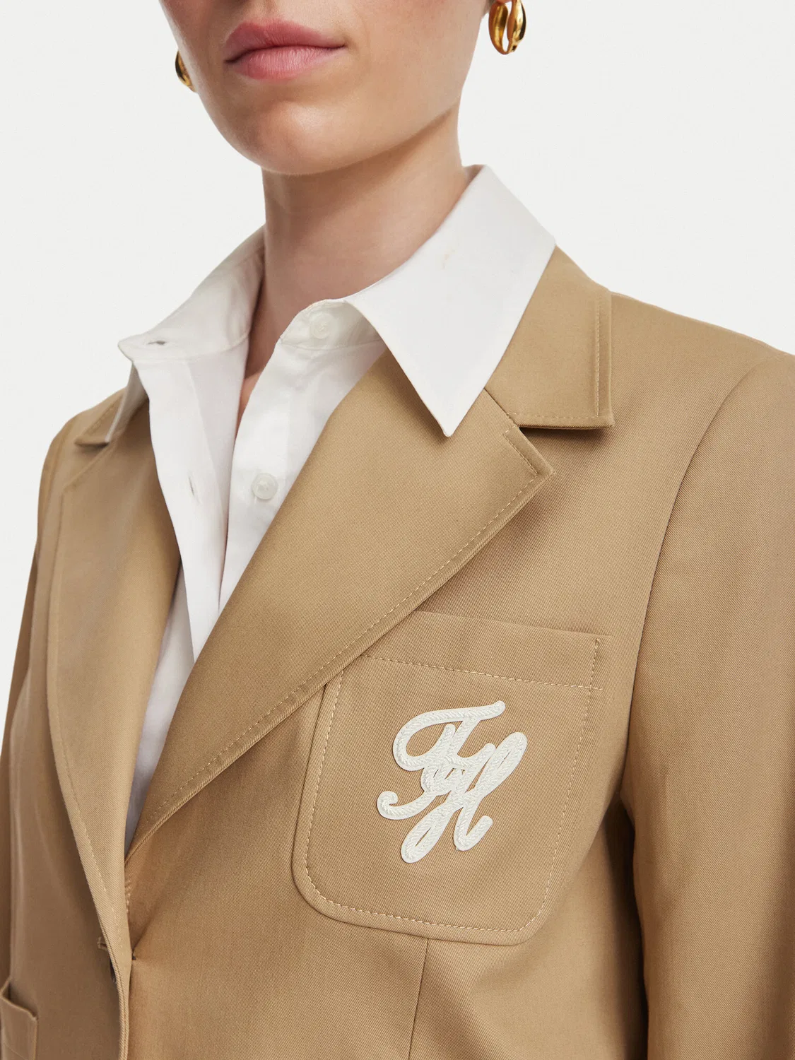 Женский блейзер стандартного кроя Dressing Tommy Hilfiger, бежевый — фото 4