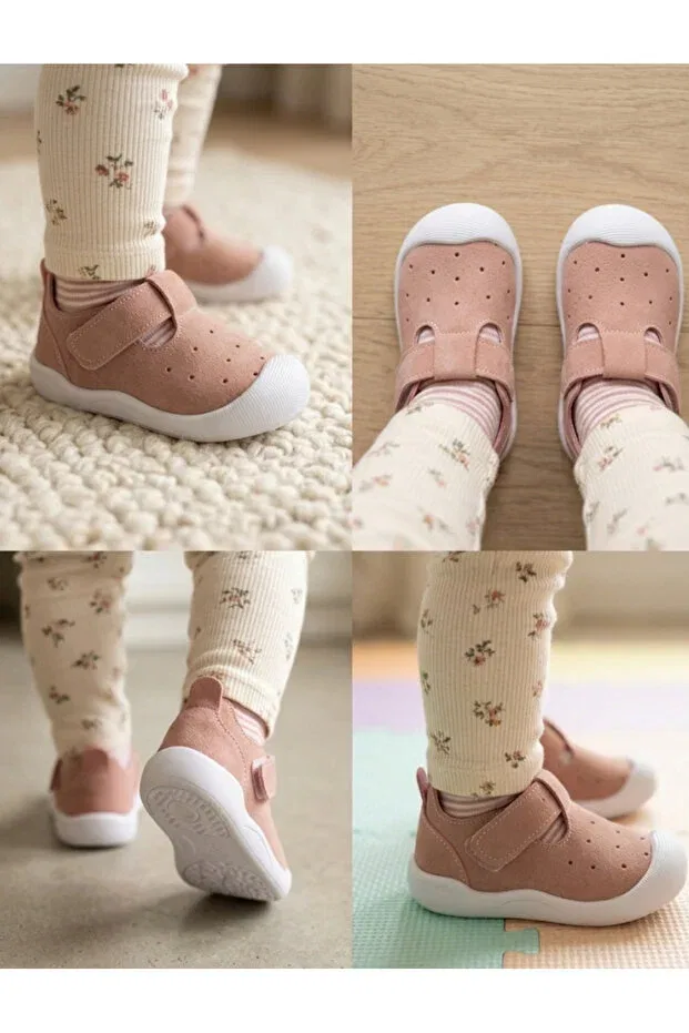 Детская обувь для девочек на липучке First Step Shoes Hızlı Al, Powder-Flat