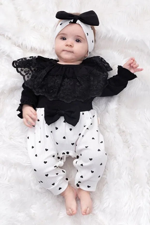 Детский комбинезон для девочек хлопковый комплект Minytrendy, Black