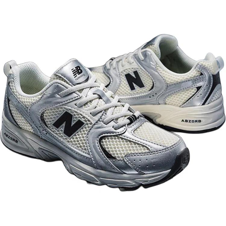 Детские кроссовки для бега с сетчатым верхом P5305JG New Balance, White/Silver — фото 4