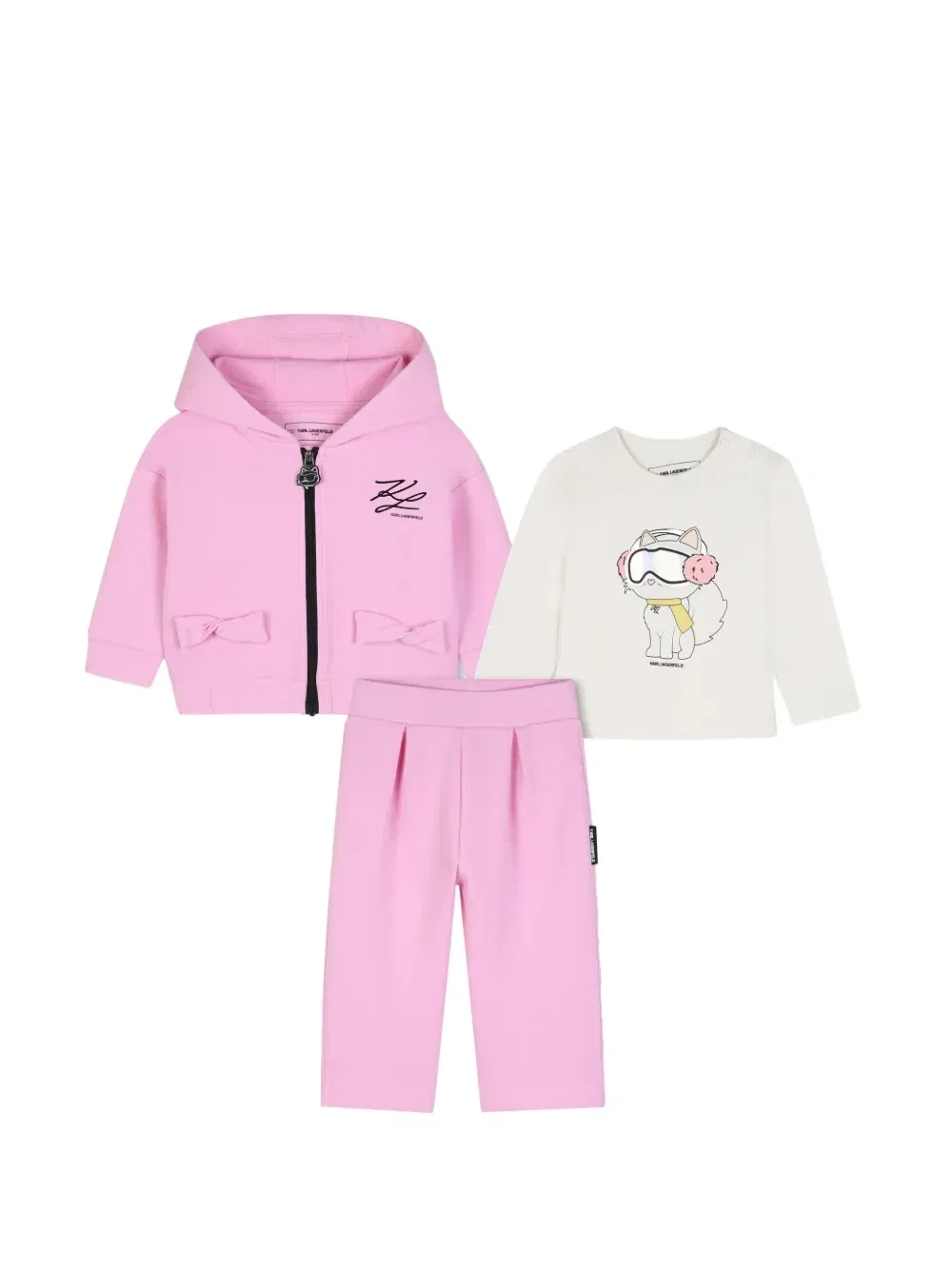 Спортивный костюм с графичным принтом и бантами Karl Lagerfeld Kids, розовый