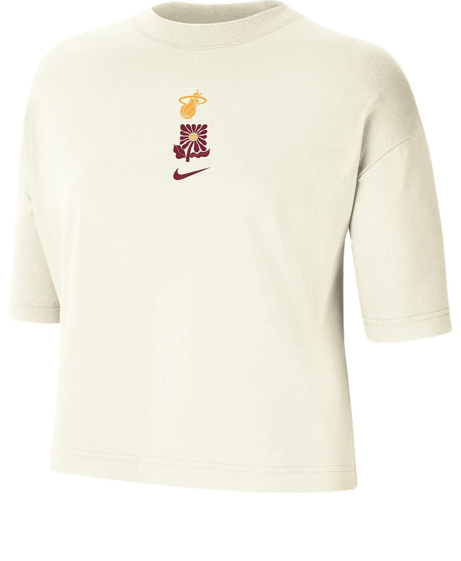 

Футболка (WMNS) Nike NBA Miami Heat Courtside Boxy T-Shirt 'Beige', бежевый