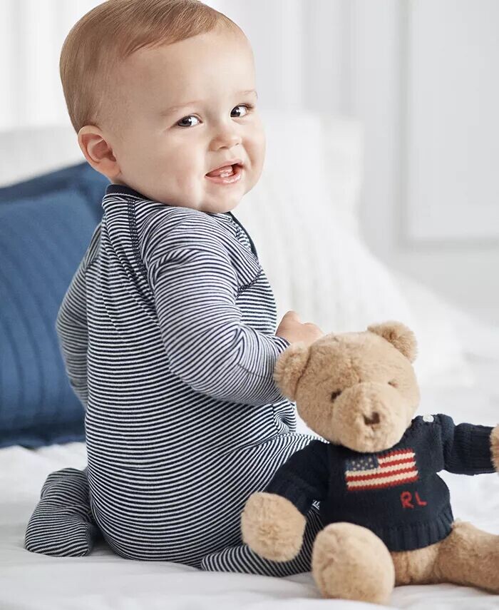 

Хлопковый комбинезон в полоску для маленьких мальчиков Polo Ralph Lauren, синий