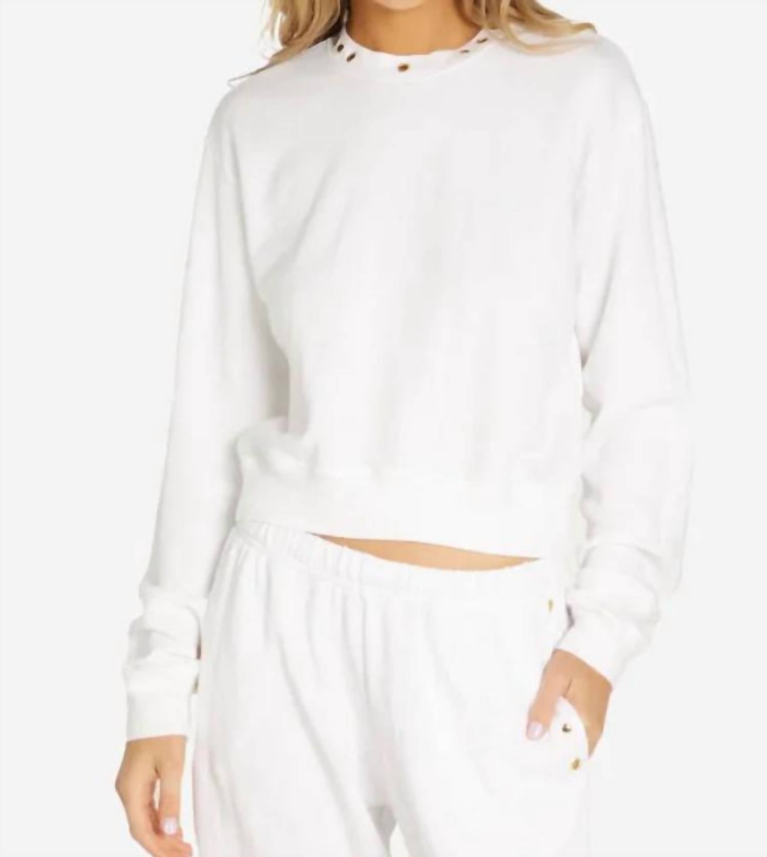 

Укороченный свитер Exon Crew Neck с отделкой на шее белого цвета MICHAEL LAUREN