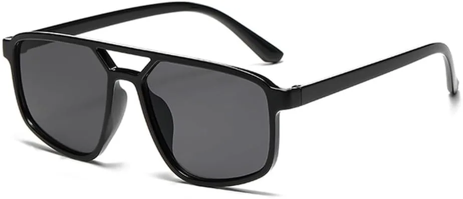 

Винтажные солнцезащитные очки в маленькой оправе для женщин с двойной перемычкой, модные мужские солнцезащитные очки класса люкс для женщин LVTFCO, Black