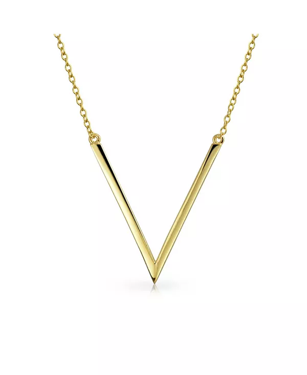 

Минималистичное ожерелье с геометрическим шевроном и V-образным кулоном, серебро 14 карат, позолоченное Bling Jewelry, gold