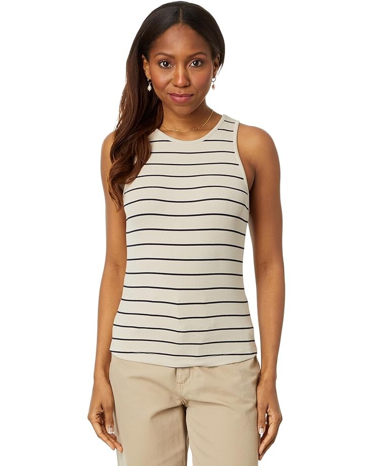 

Майка NIC+ZOE Wide Stripe Rib Knit High Neck Tank, цвет Neutral Multi