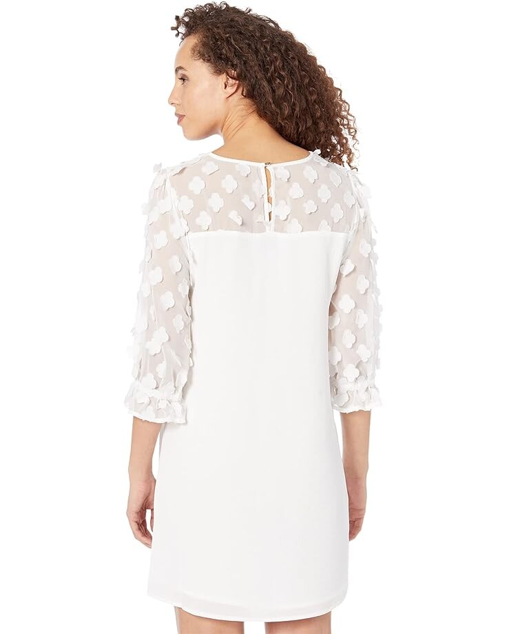 

Платье CeCe Long Sleeve Mixed Media Clover Clip Dress, цвет New Ivory