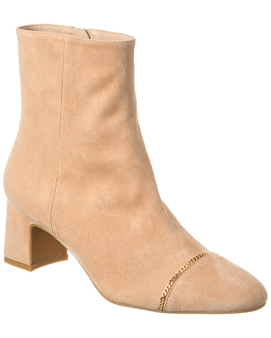 Ботильоны Stuart Weitzman Milla Chain 60 Zip Suede, бежевый