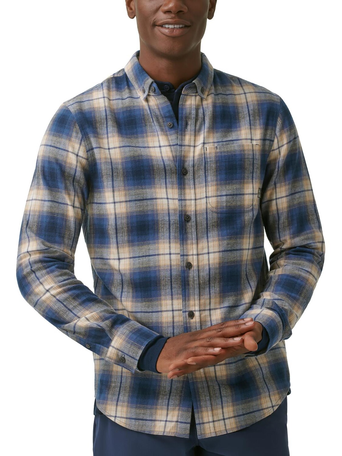 

Мужская фланелевая рубашка в клетку на пуговицах BASS OUTDOOR, цвет Blue Indigo