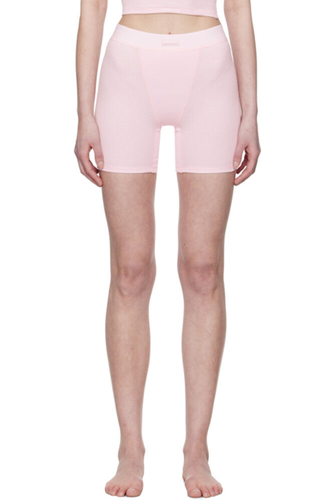 

Розовые хлопковые шорты-боксеры в рубчик SKIMS