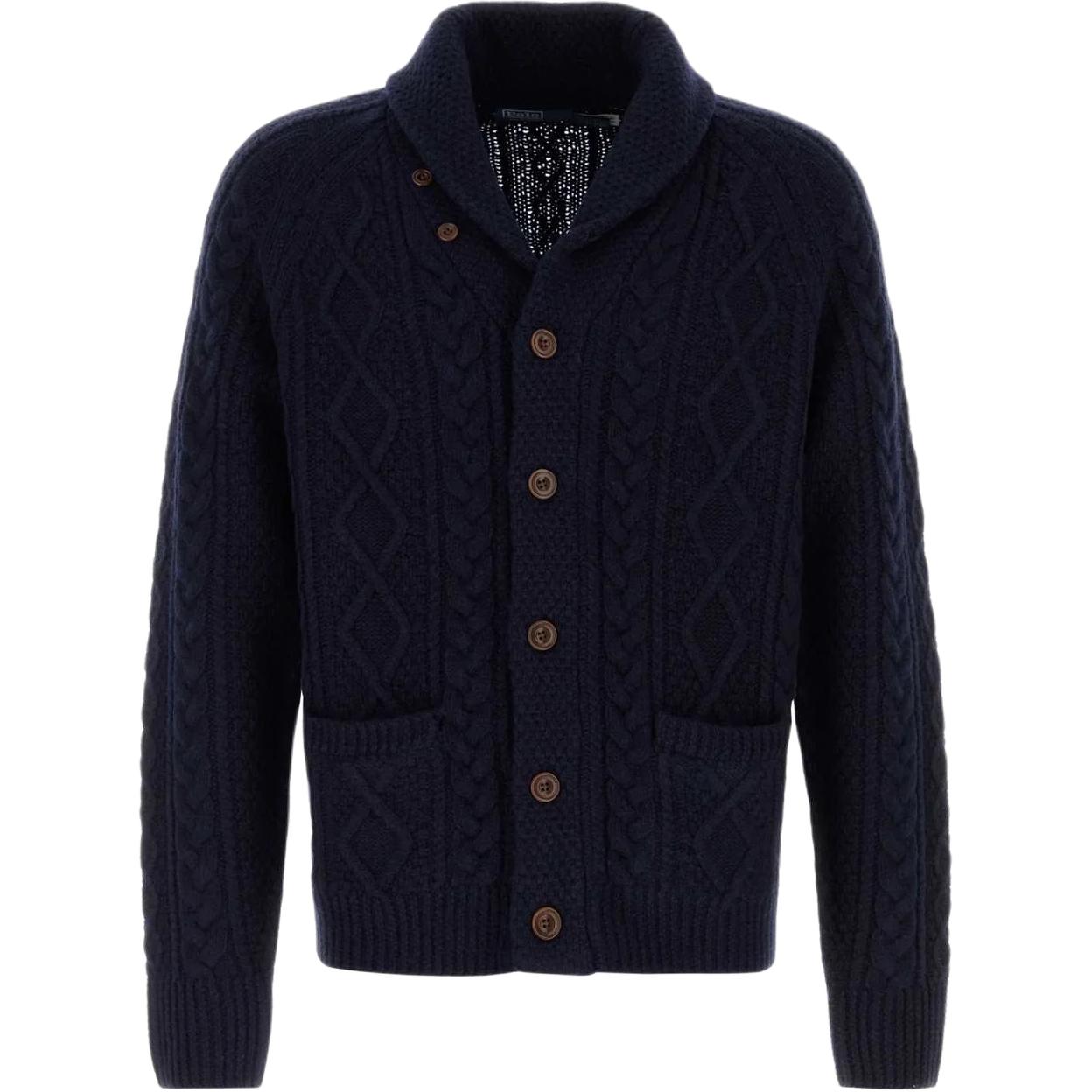 

Кардиган с воротником шаль и вязкой косой Polo Ralph Lauren, синий