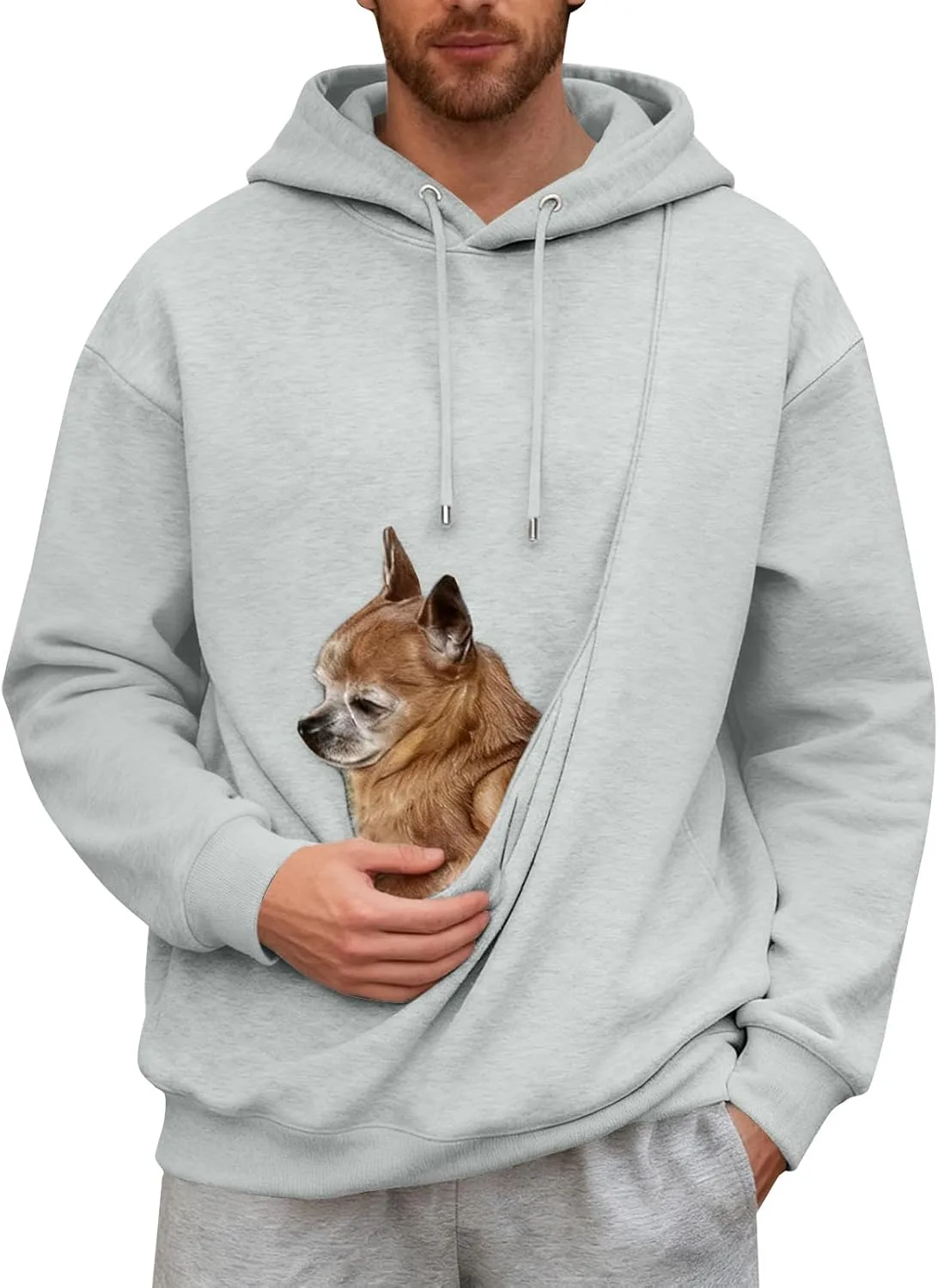 

Толстовка с капюшоном для переноски питомца, с длинным рукавом и карманом-кенгуру