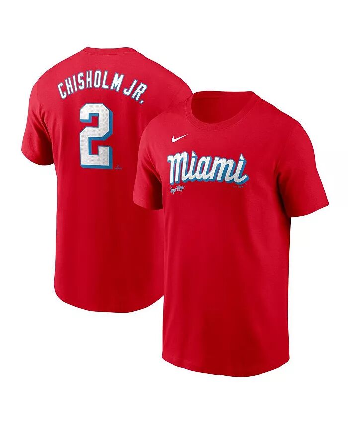 

Мужская футболка Jazz Chisholm Jr. Red Miami Marlins City Connect Fuse с именем и номером Nike