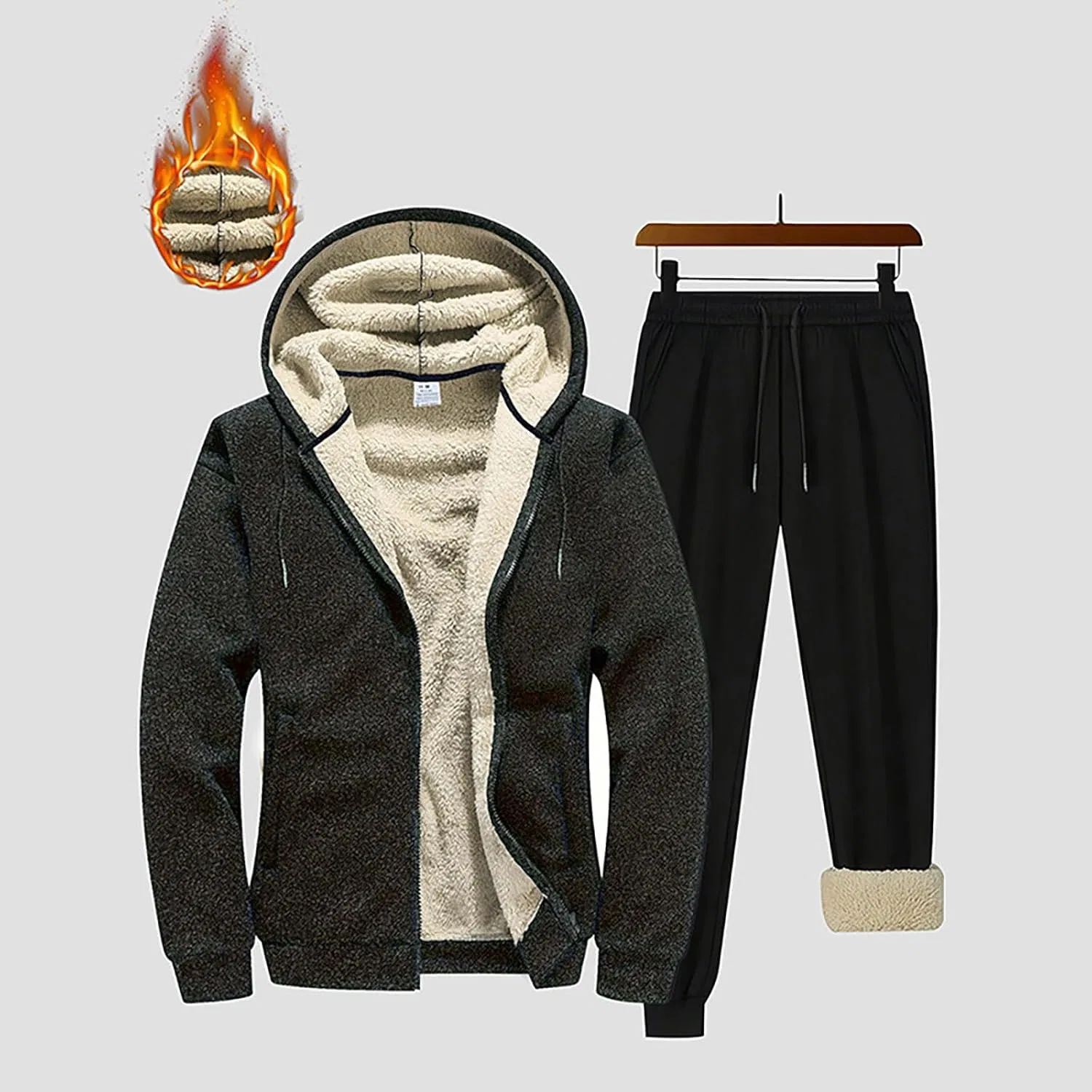 Спортивный костюм мужской с капюшоном и штанами, Black — фото 3