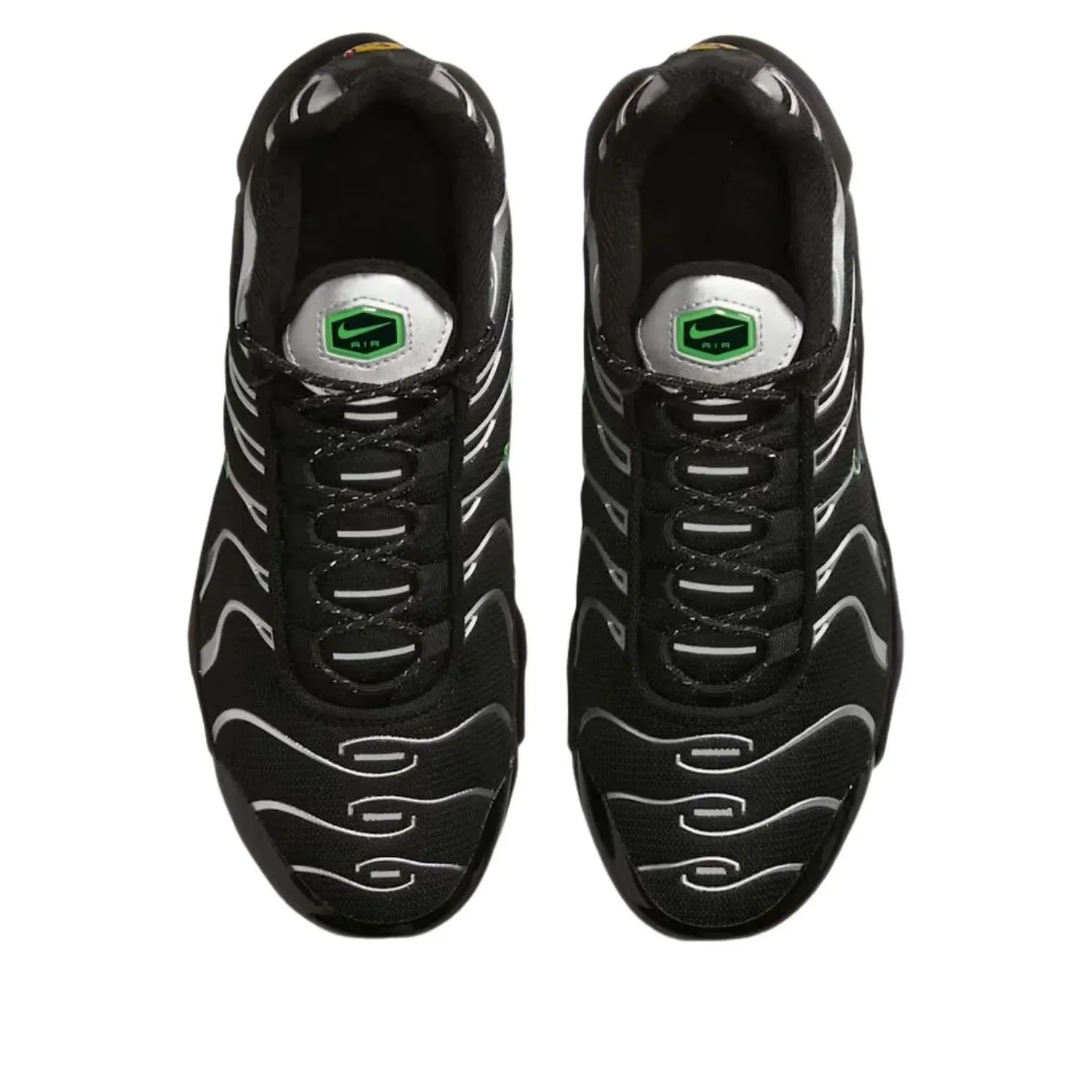 Кроссовки (GS) Nike Air Max Plus 'Black Green Strike Metallic Silver' — фото 3