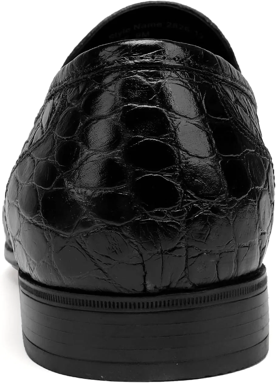Лоферы с крокодиловым принтом, из натуральной кожи, Black — фото 4