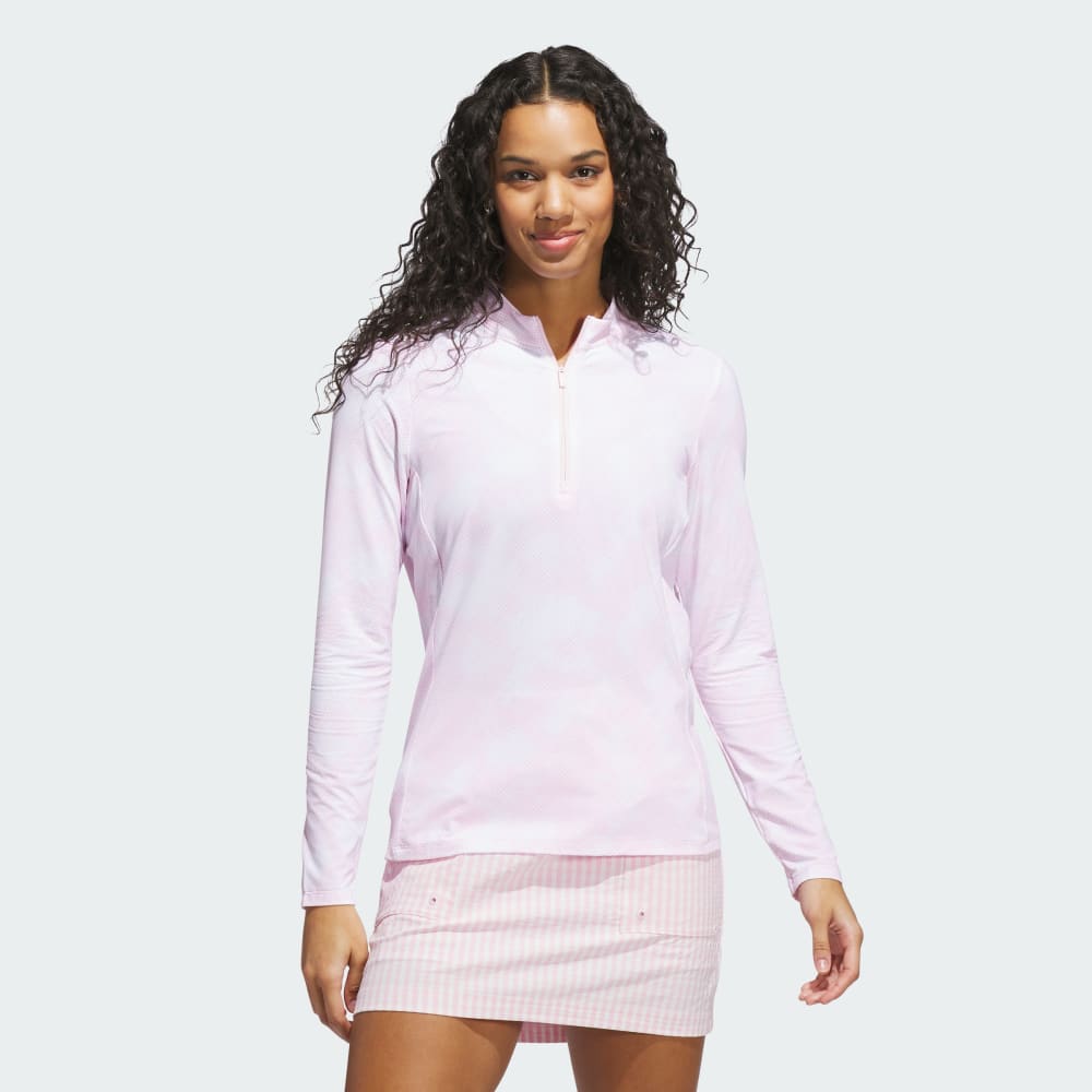 

Толстовка Adidas Ultimate365 Printed Quarter-Zip Mock Neck Top, цвет Clear Pink