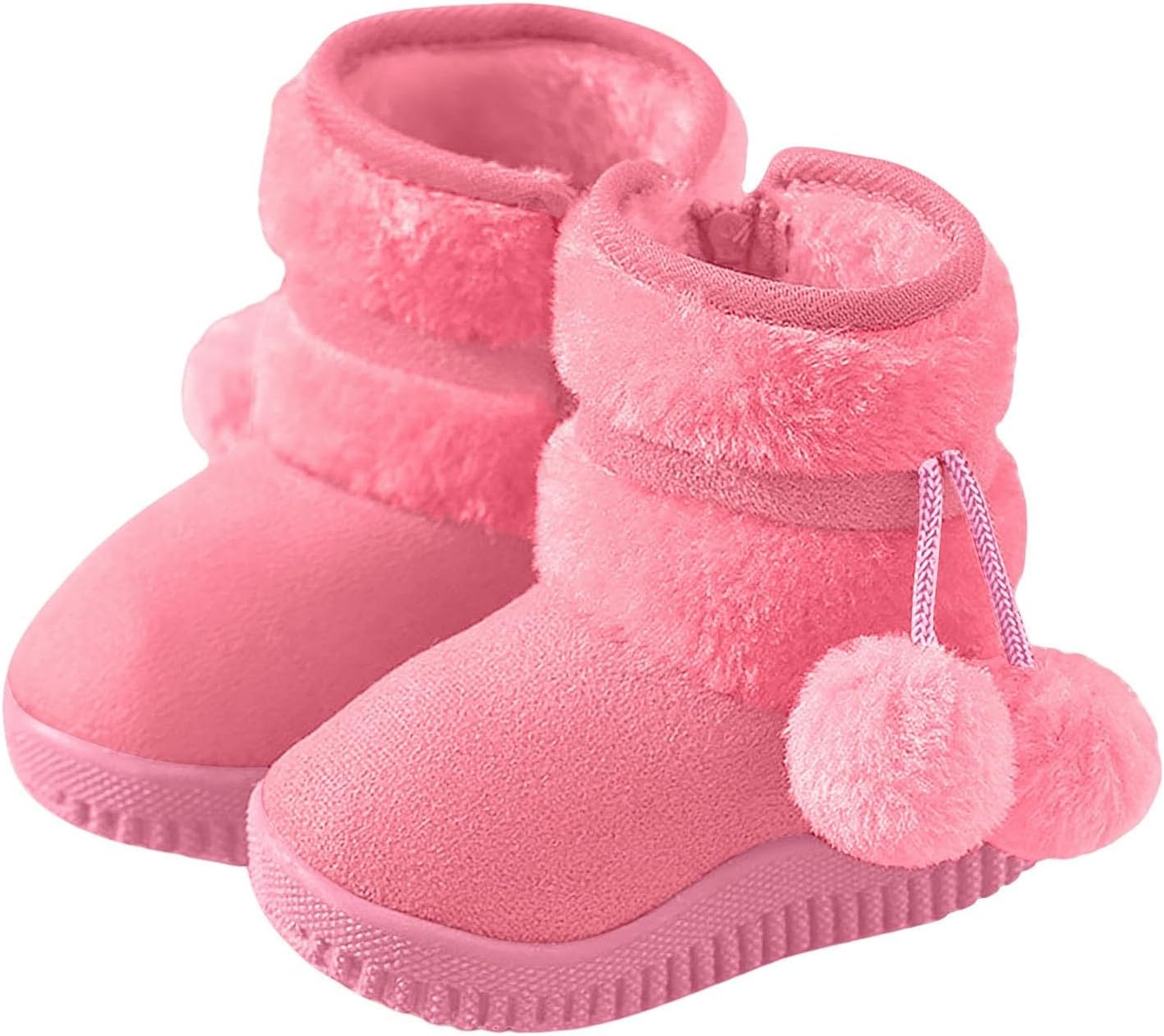 

Теплые сапоги для девочек, зимние сапоги для мальчиков с подкладкой из искусственного меха, уютные короткие сапоги, пушистые утепленные ботильоны для детей от 1 до 11 лет Generic, розовый