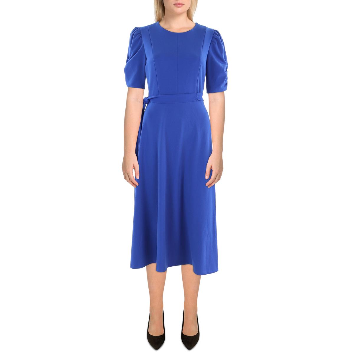 

Женское платье миди с оборками DKNY, цвет deep cobalt