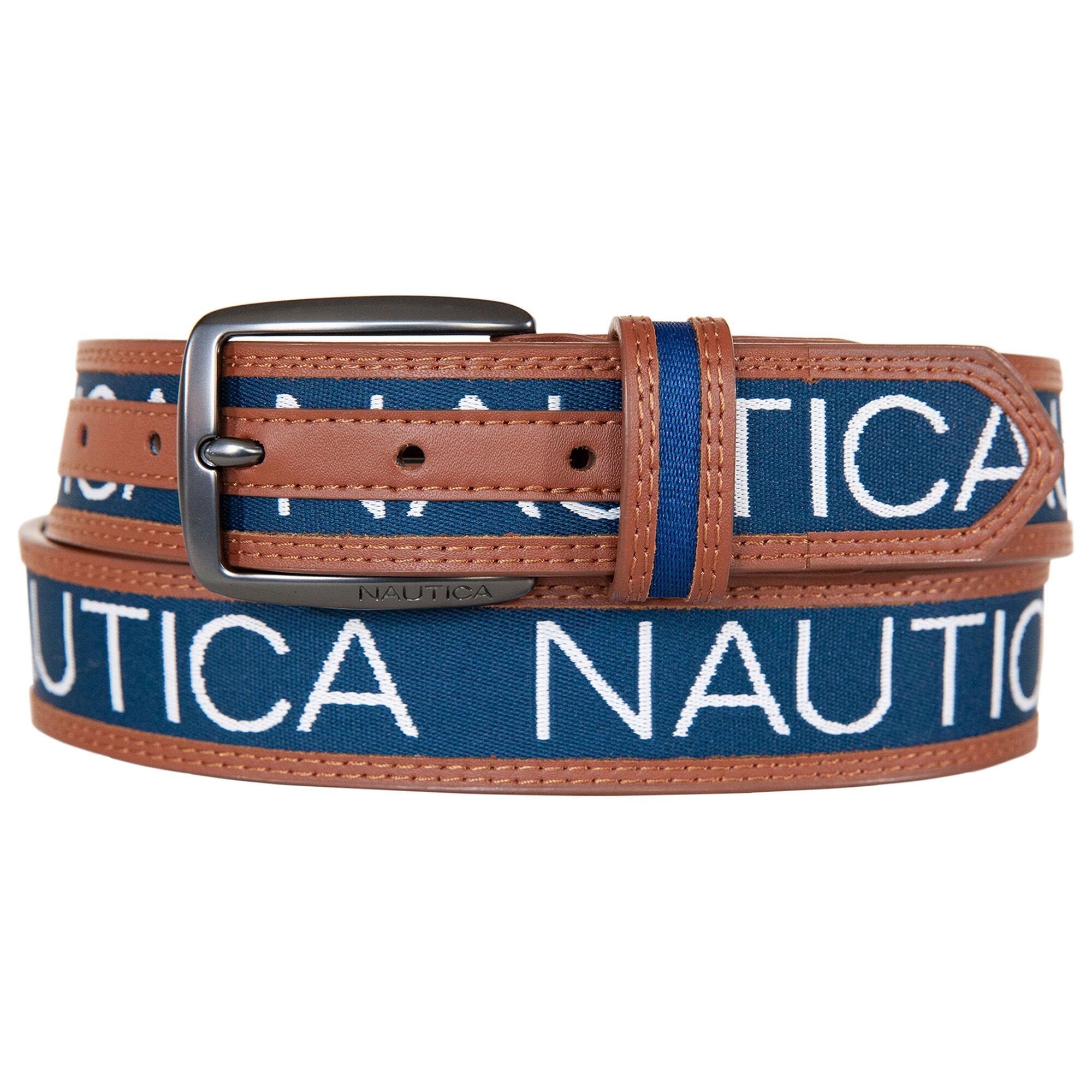 

Мужской кожаный ремень с логотипом Nautica, цвет ocean navy