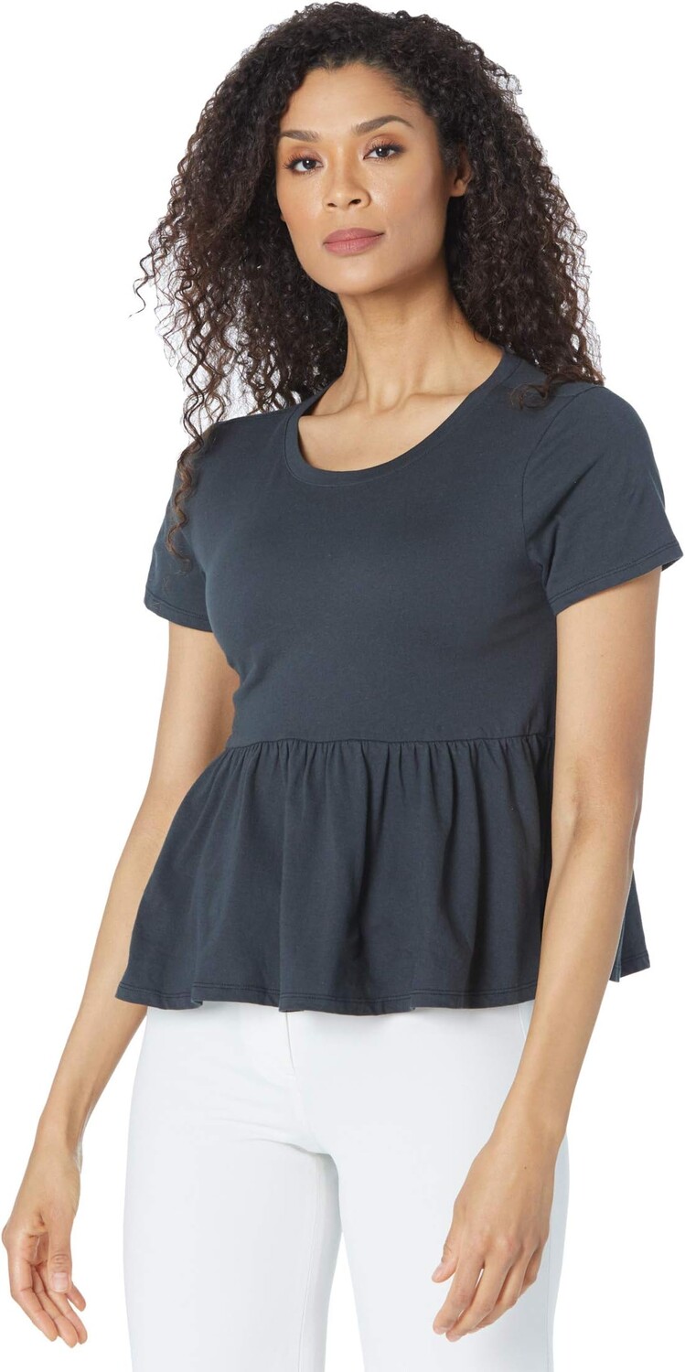 

Топ Bobeau Short Sleeve Top w/ Peplum Hem, цвет Pirate Black