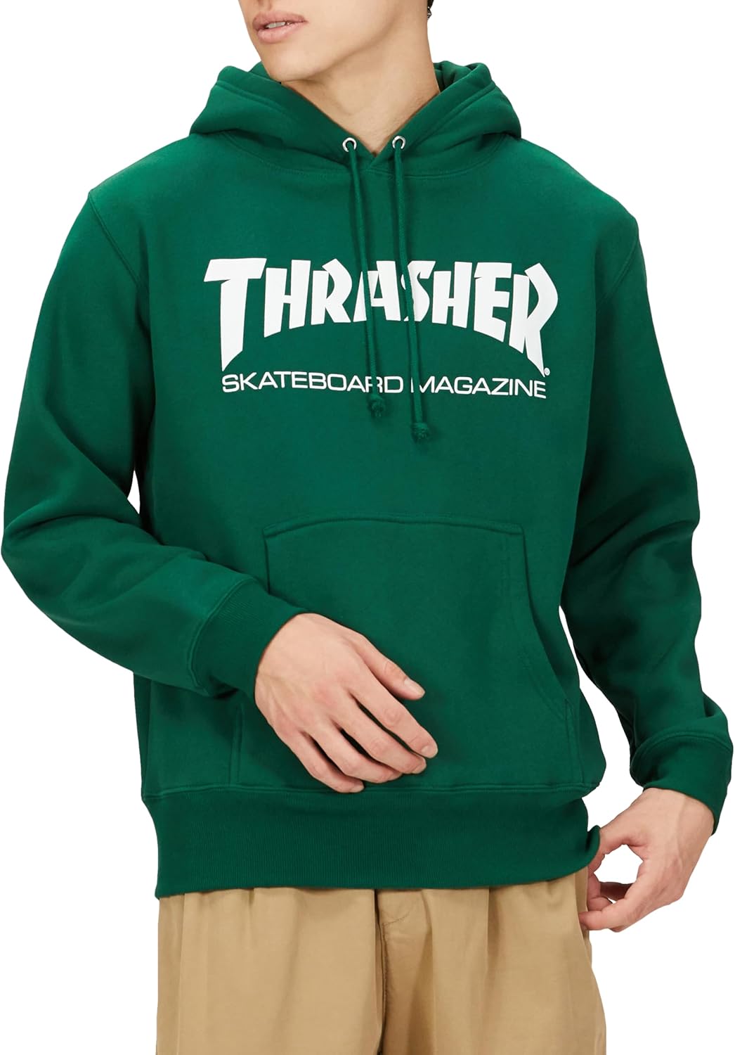 

Мужская толстовка с капюшоном Thrasher TH8501 (с логотипом бренда) в классическом стиле, белый/зеленый