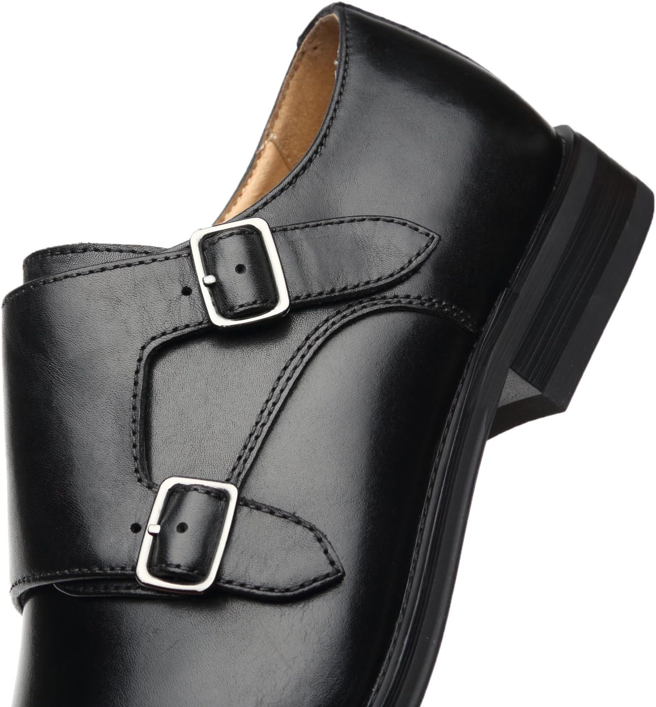 Мужские слипоны La Milano с двойной пряжкой Monk Strap, с закрытым носком, из кожи, оксфорды, формальные, деловые, повседневные, удобные туфли для мужчин, черный — фото 4