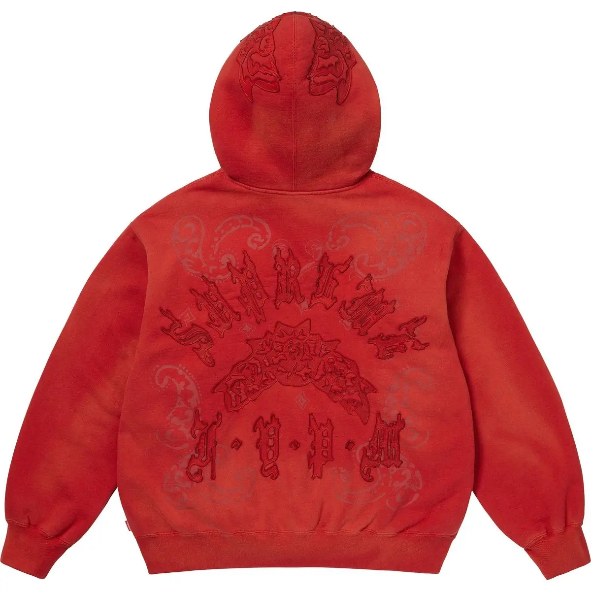 Худи с кожаными аппликациями и молнией Supreme, черный — фото 4