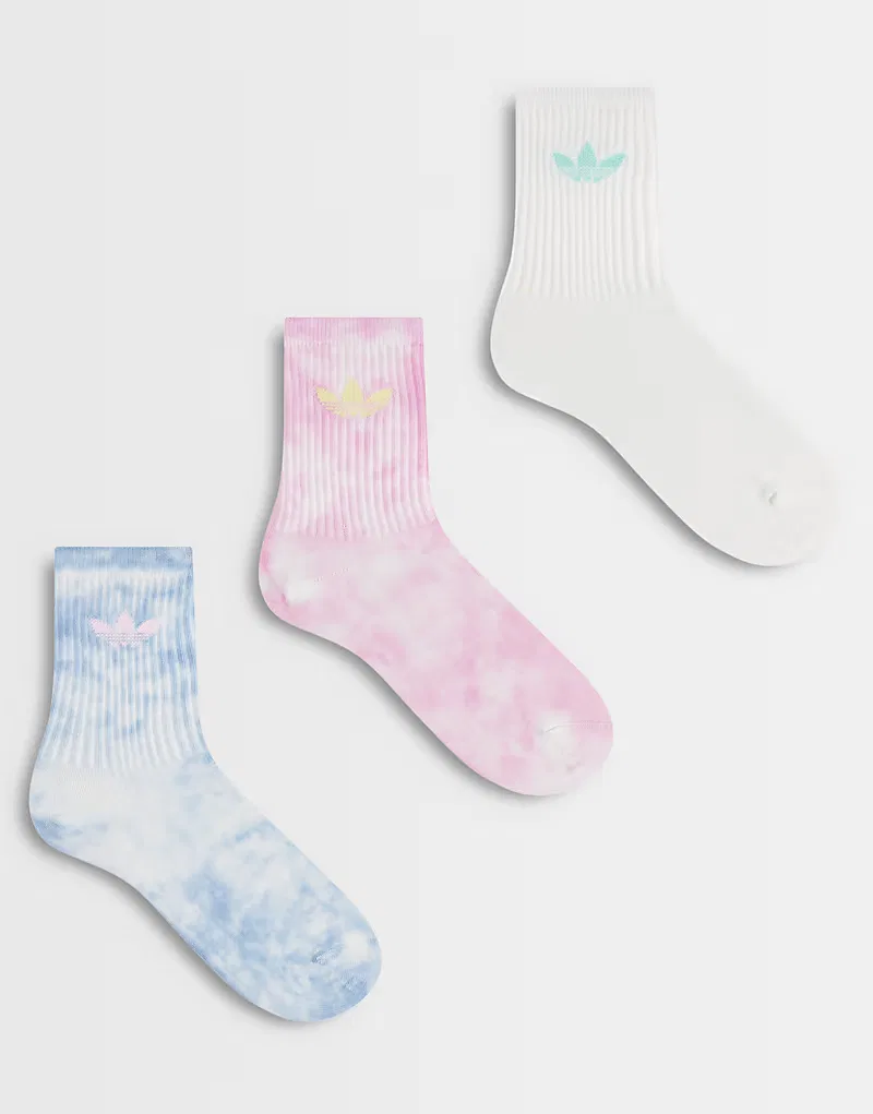Носки высокие 3 шт Adidas Originals, коричневый тай-дай