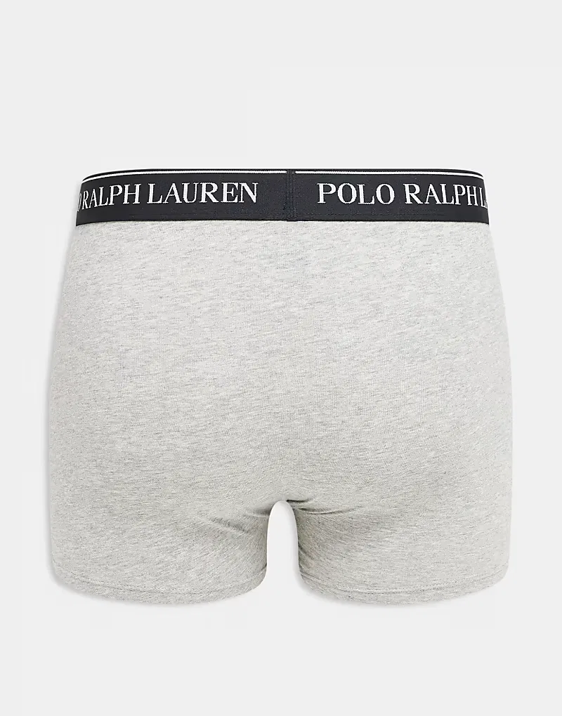 Боксеры классические с контрастным поясом с логотипом 3 шт Polo Ralph Lauren, серый меланж — фото 2