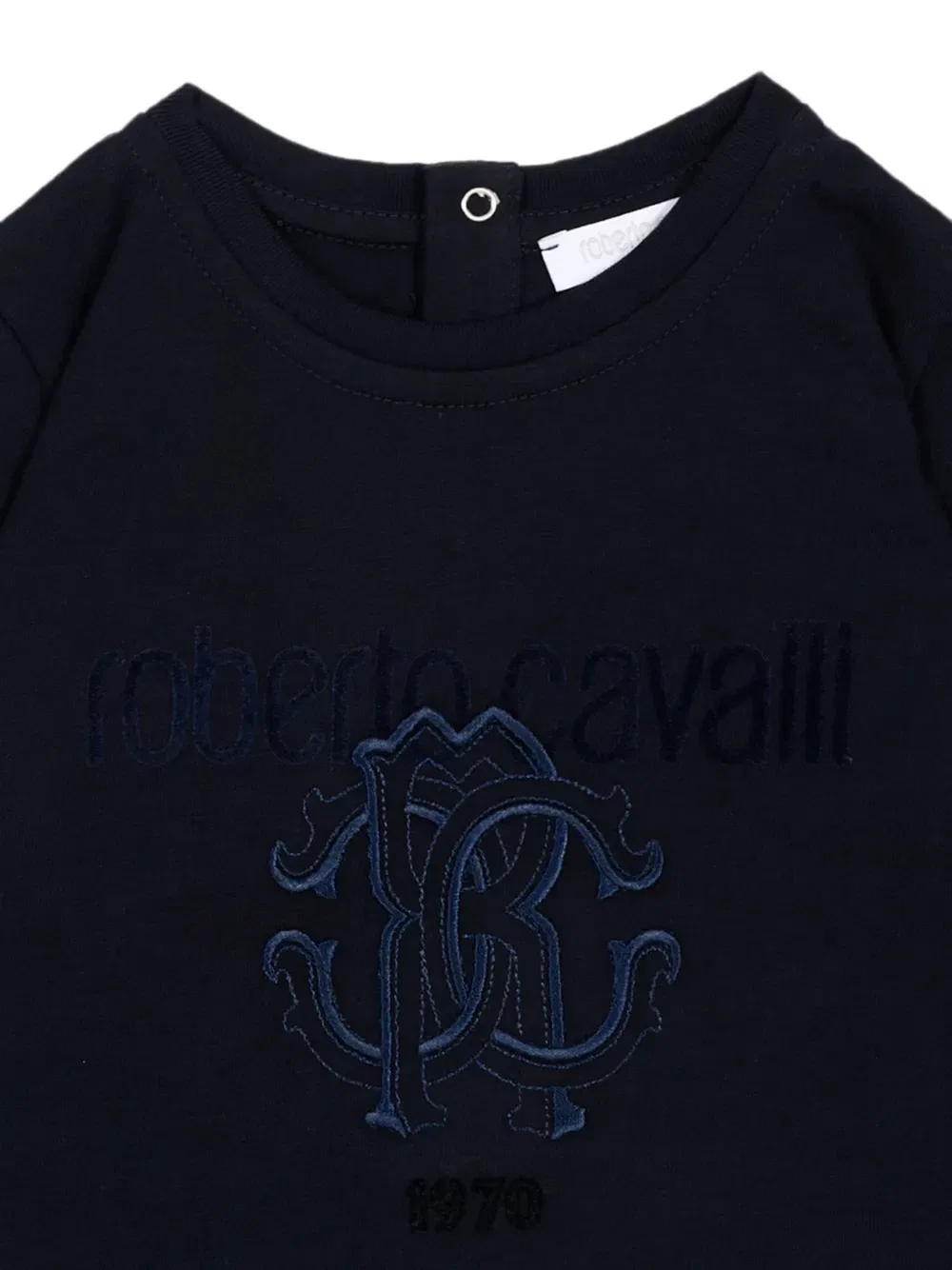 Футболка с вышитым логотипом Roberto Cavalli Junior, синий — фото 3