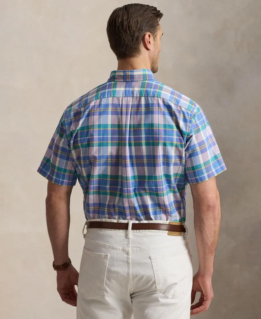 Мужская рубашка-оксфорд с коротким рукавом, клетчатая, Big & Tall Polo Ralph Lauren, Blue Multi — фото 4