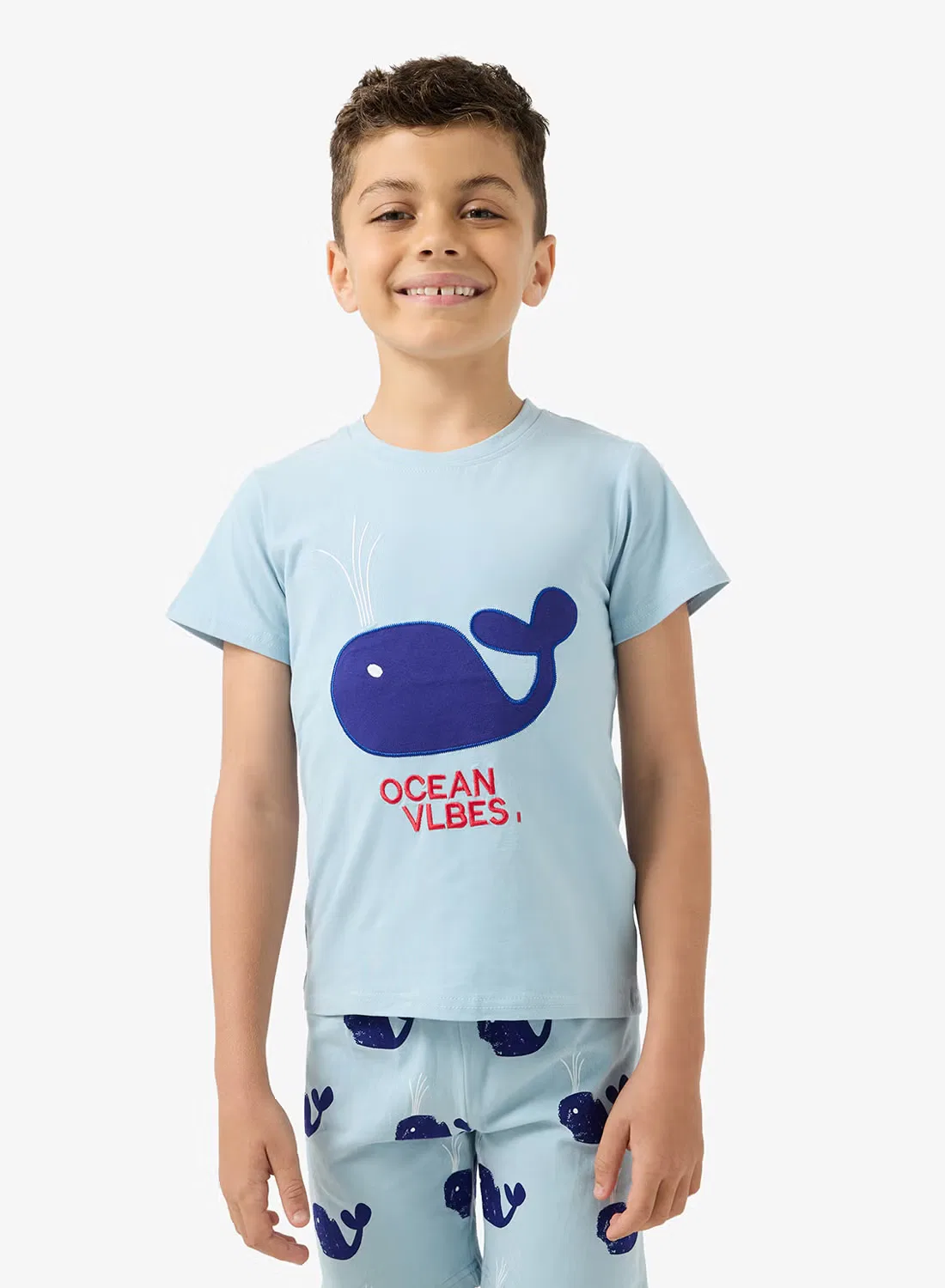 Комплект футболка и шорты с принтом Ocean vibe Pinata, синий — фото 3