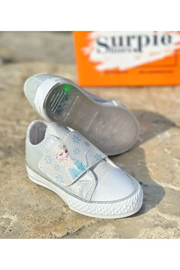 Детские кеды для девочек с принтом Surpie Shoes, Silver — фото 4