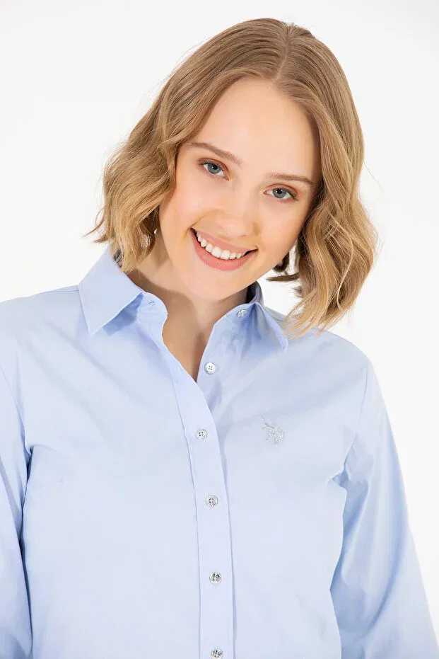 Женская рубашка с длинным рукавом Basics U.S. Polo Assn., Blue — фото 2