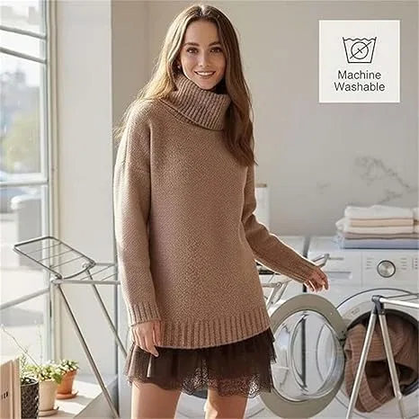 Женский свитер-платье с кружевной отделкой Turtleneck Sweater Mini Dress Set, 03 — фото 2