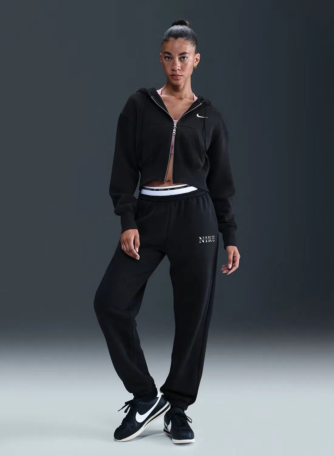 Брюки из флиса с высокой посадкой Phoenix Nike, черный